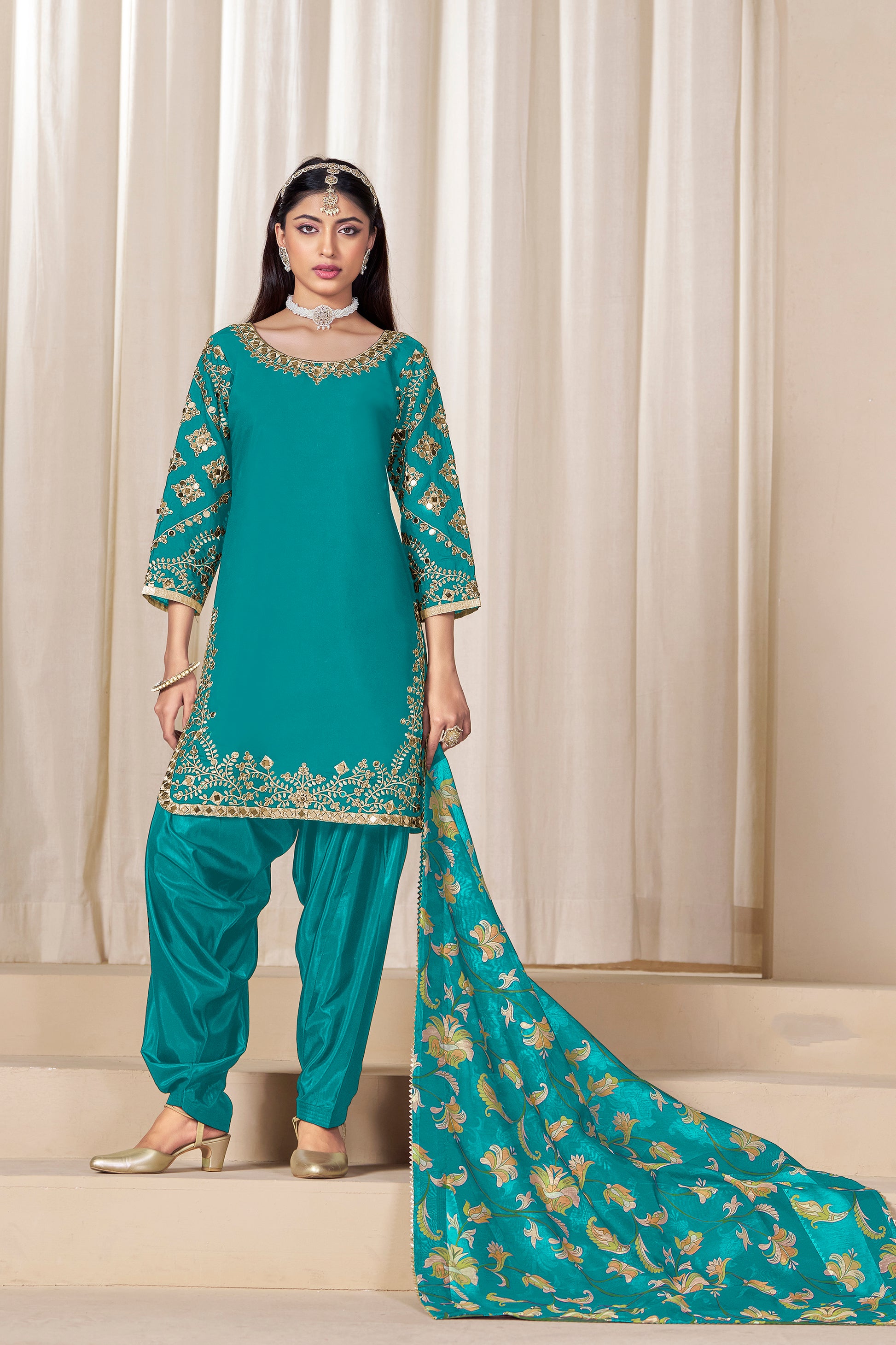 Ready-made Salwar Kameez Suits Heavy Embroidery Worked Punjabi Patiyala Dresses