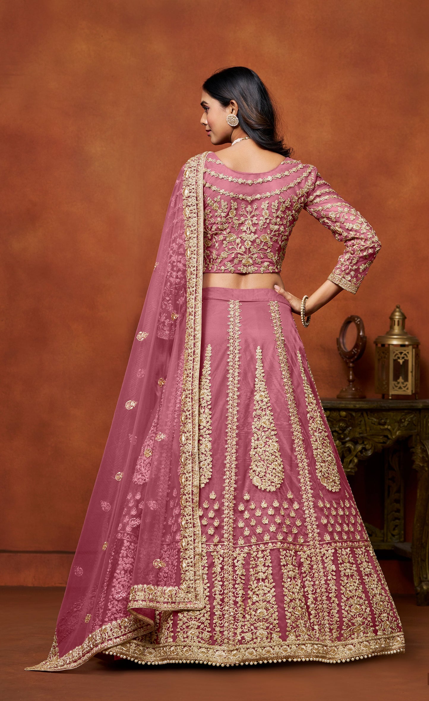 Pink Lehenga for a wedding – Sweet and lovely, perfect for bridesmaids and guests.

