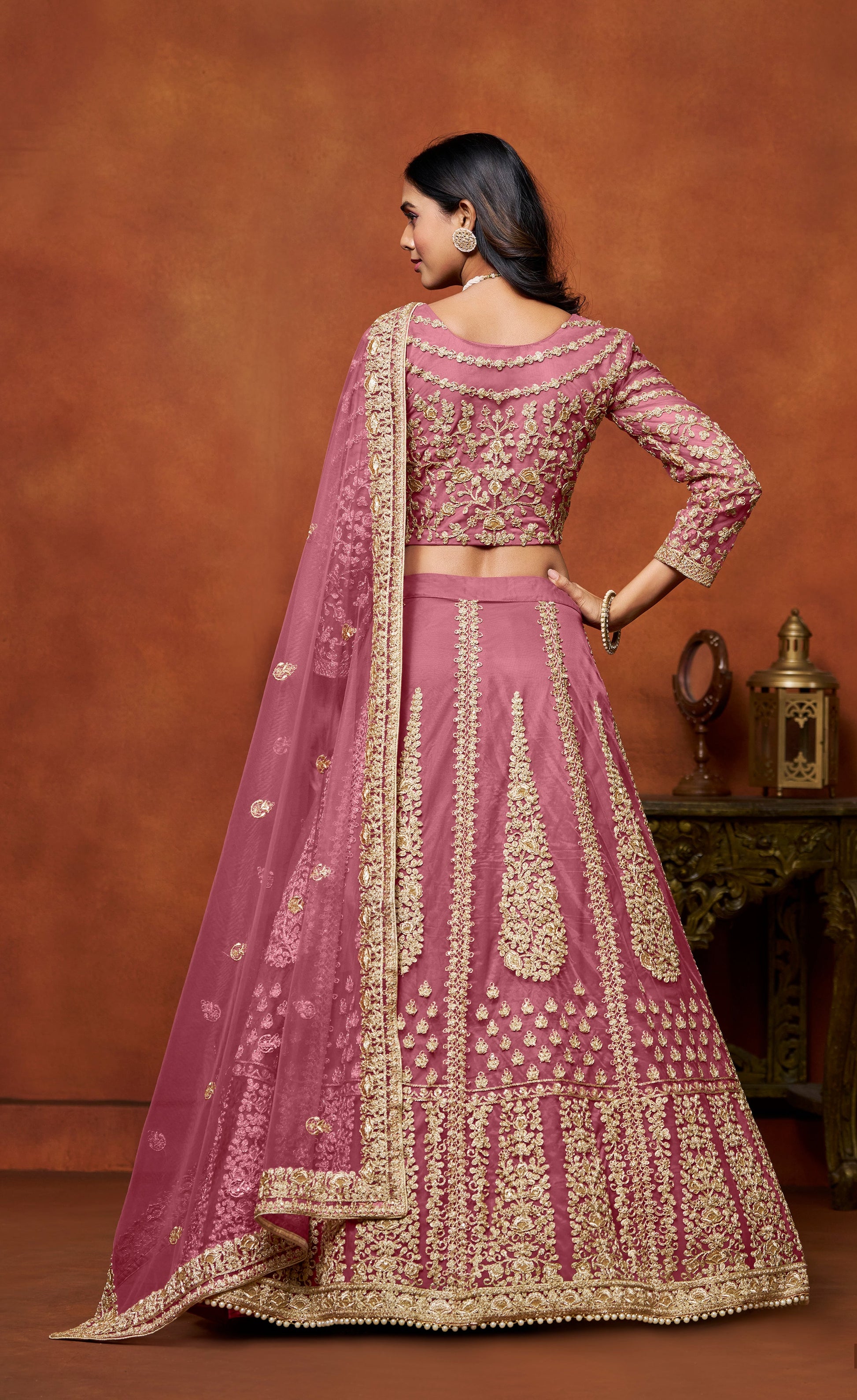 Pink Lehenga for a wedding – Sweet and lovely, perfect for bridesmaids and guests.


