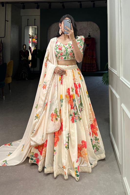 cream lehenga,plus size available,Comfort Fit,Premium Fabric,Express Delivery.