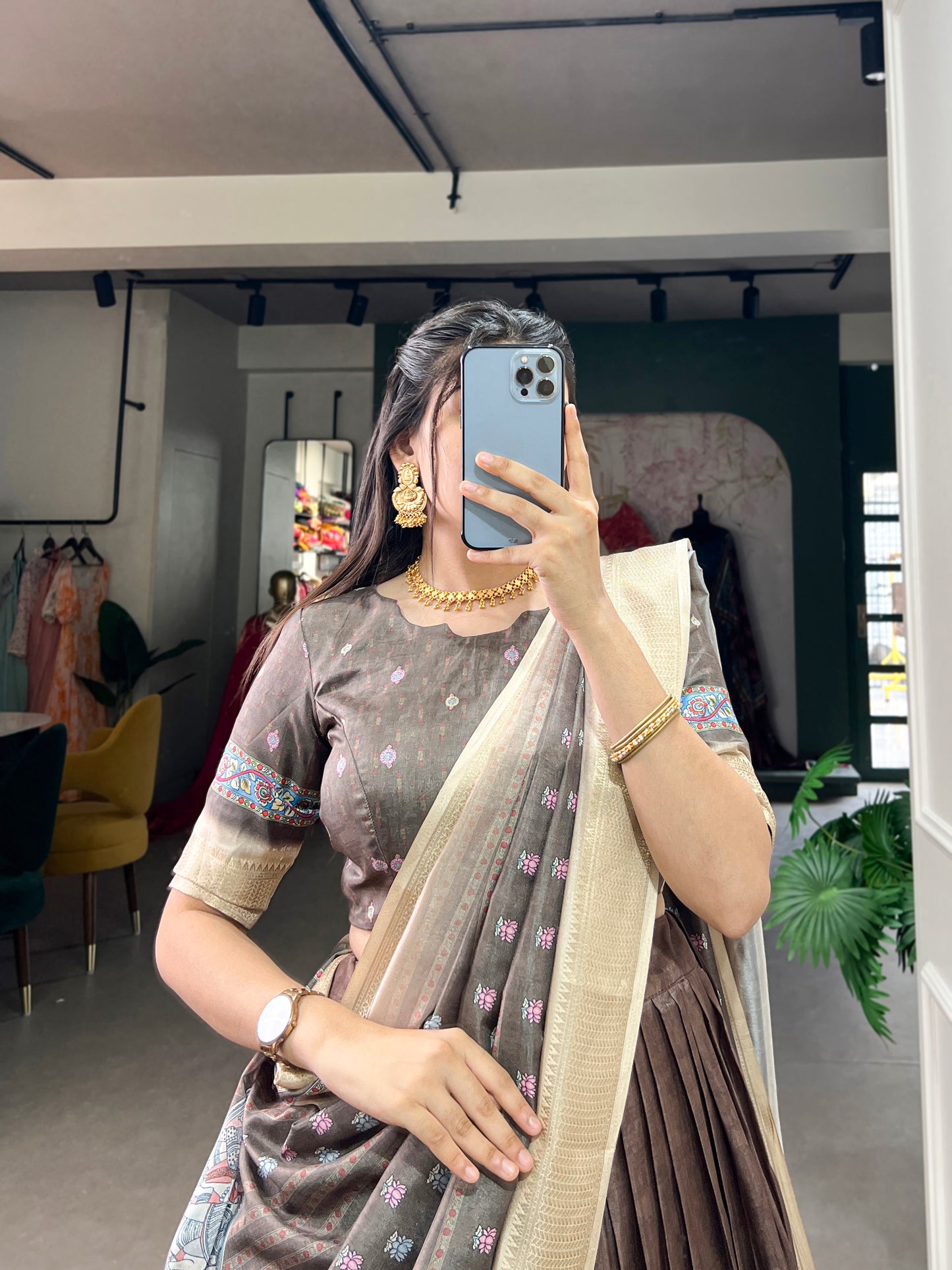 brown lehenga,plus size available,Comfort Fit,Premium Fabric,Express Delivery.