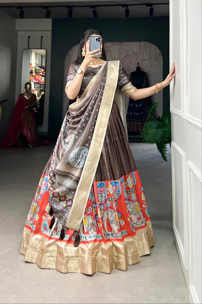 brown lehenga,plus size available,Comfort Fit,Premium Fabric,Express Delivery.