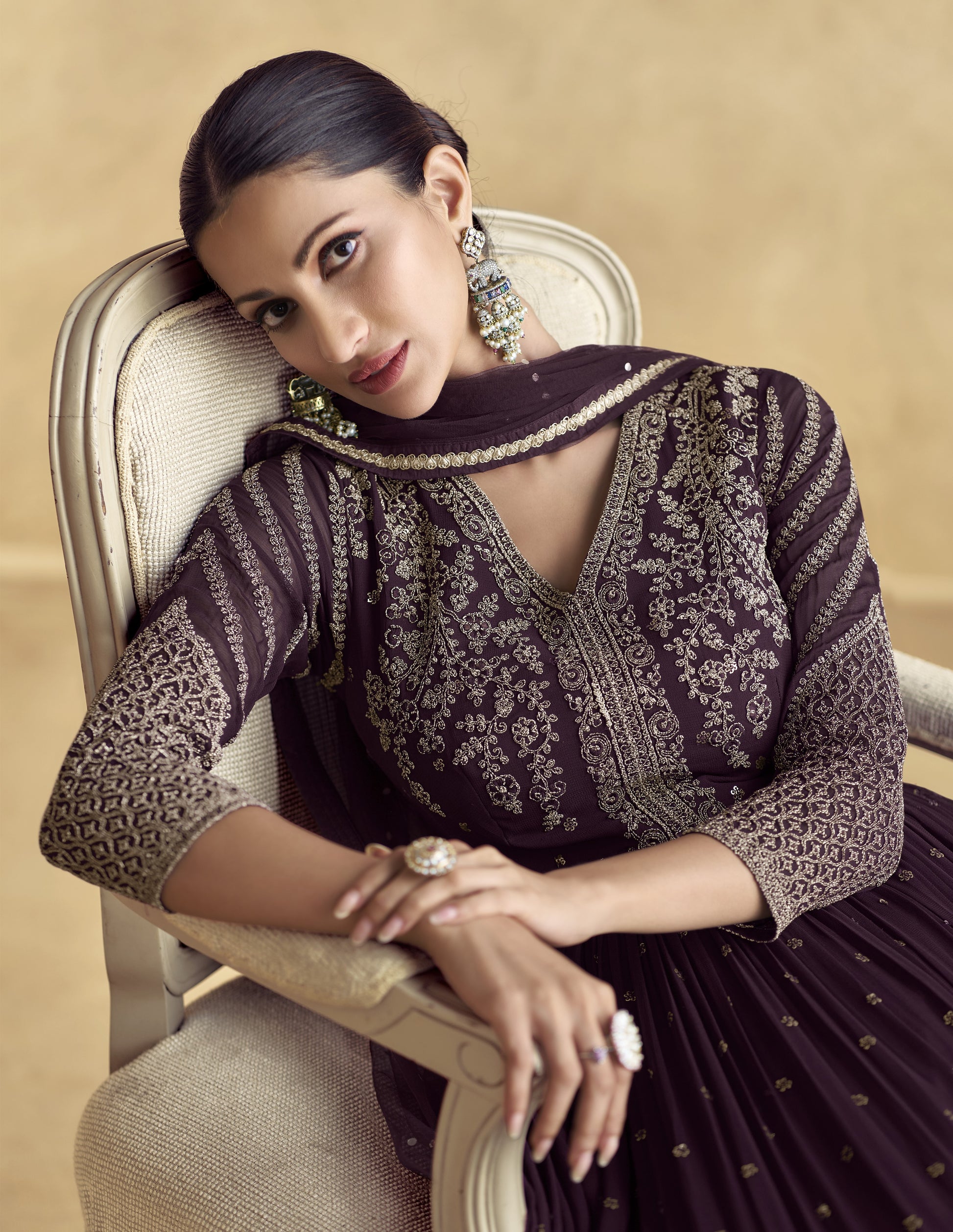 Lehenga and Anarkali gown in elegant traditional design, perfect for weddings and festive celebrations.









