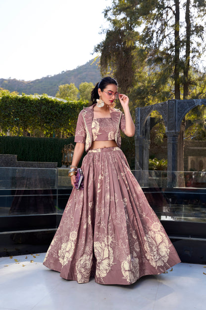 tausar peach lehenga,plus size available,Comfort Fit,Premium Fabric,Express Delivery.