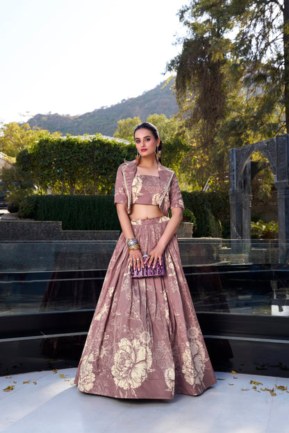 tausar peach lehenga,plus size available,Comfort Fit,Premium Fabric,Express Delivery.