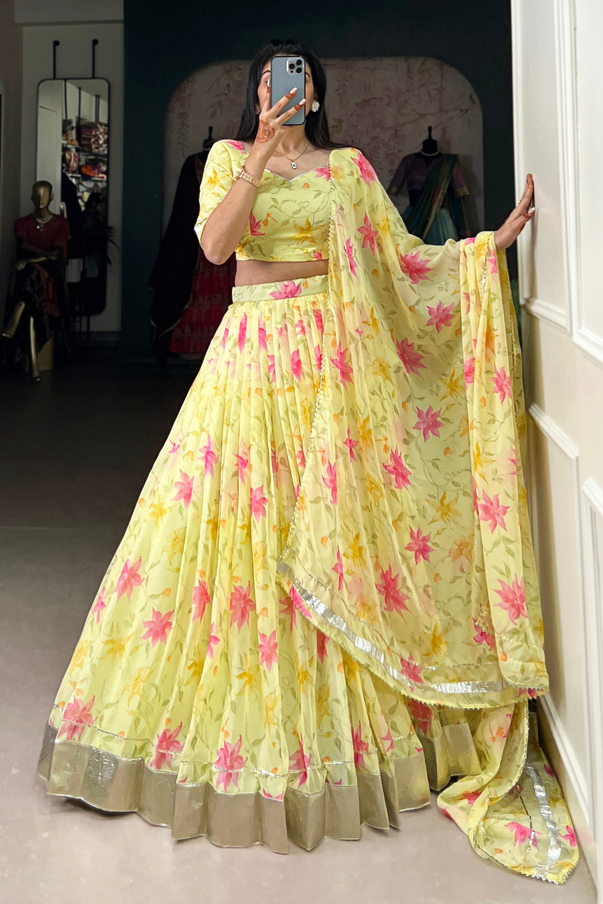 yellow lehenga,plus size available,Comfort Fit,Premium Fabric,Express Delivery.