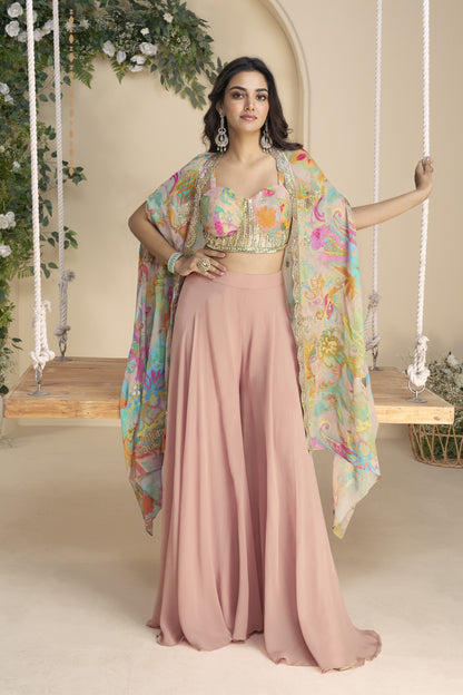 Baby pink color lehenga in Chinon silk fabric with embroidery and embellished work, featuring a soft and delicate look perfect for weddings and special festivities.
