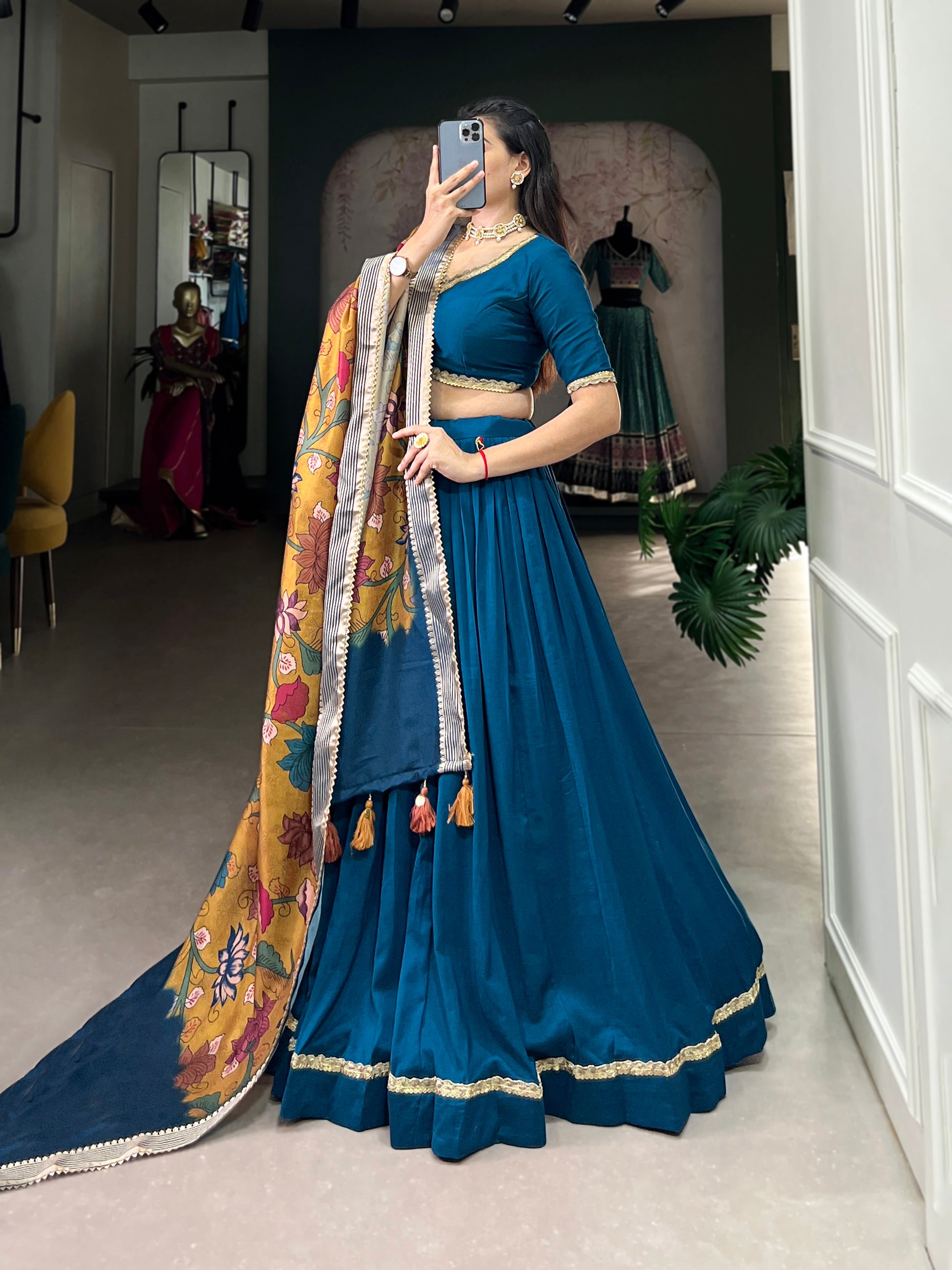 teal blue lehenga,plus size available,Comfort Fit,Premium Fabric,Express Delivery.
