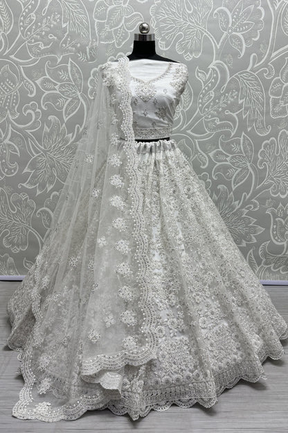 white lehenga,plus size available,Comfort Fit,Premium Fabric,Express Delivery.