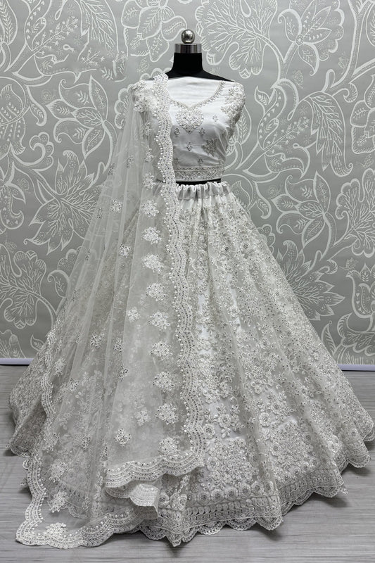 white lehenga,plus size available,Comfort Fit,Premium Fabric,Express Delivery.