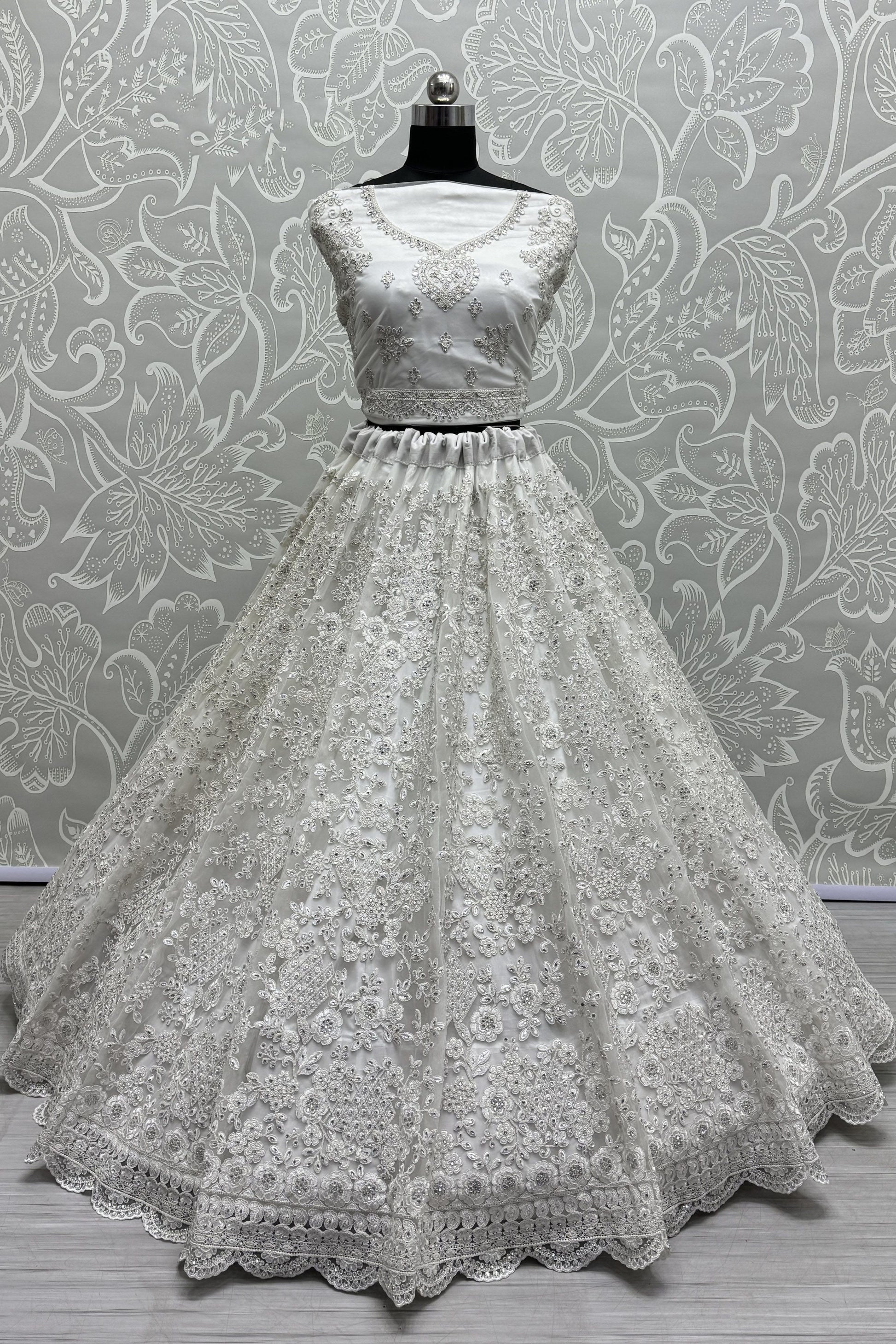 white lehenga,plus size available,Comfort Fit,Premium Fabric,Express Delivery.