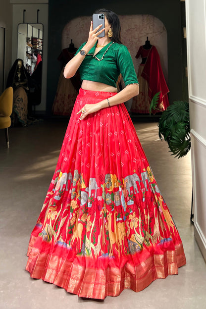 red lehenga,plus size available,Comfort Fit,Premium Fabric,Express Delivery.