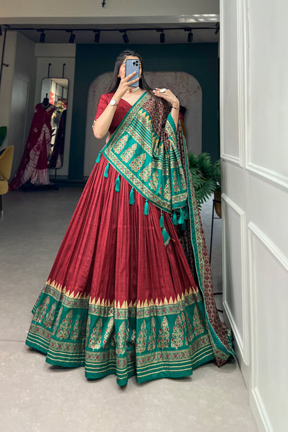 red lehenga,plus size available,Comfort Fit,Premium Fabric,Express Delivery.