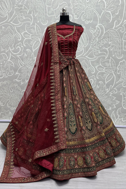 maroon lehenga,plus size available,Comfort Fit,Premium Fabric,Express Delivery.