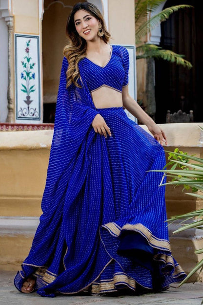Silk Anarkali gown with gold print USA
