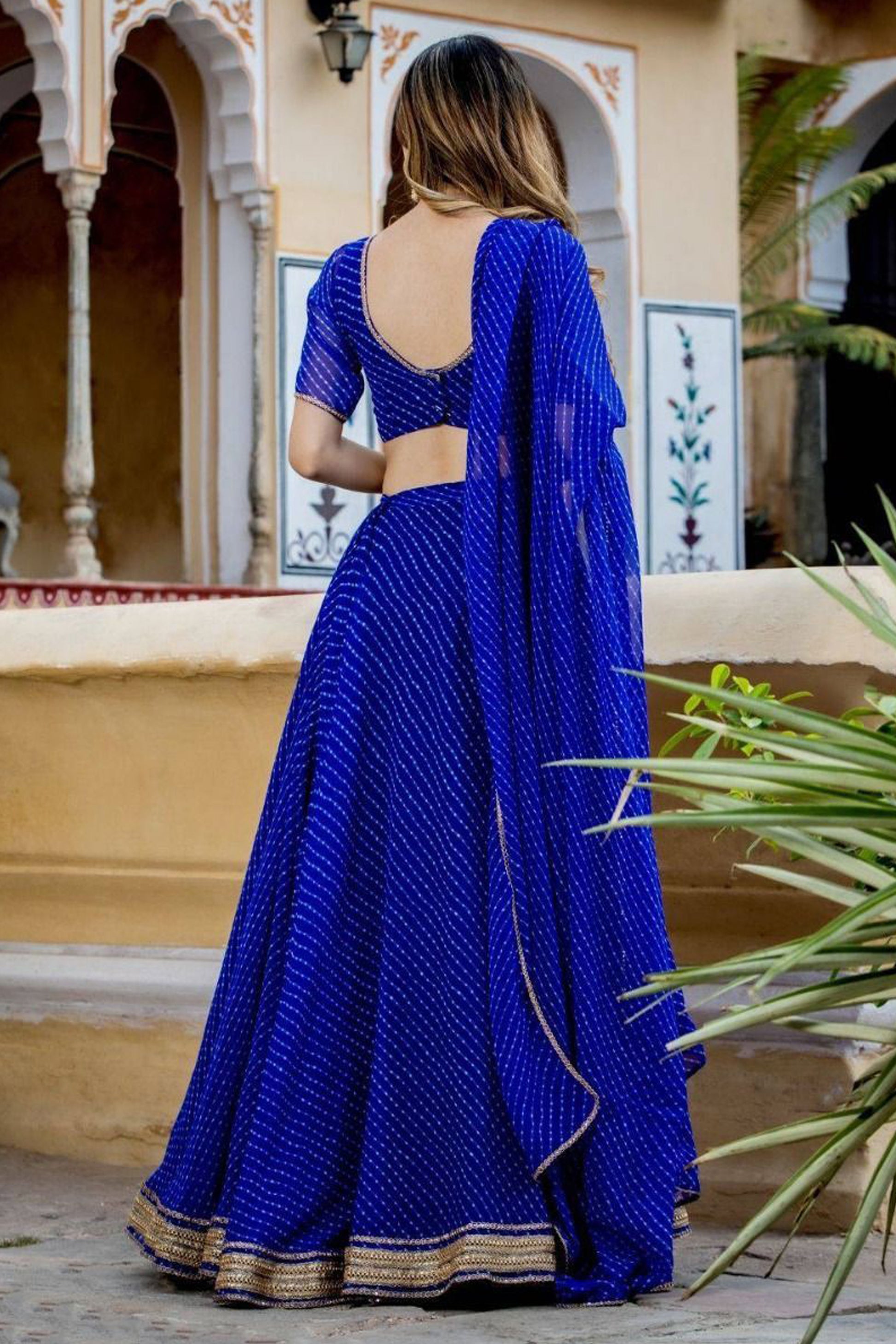 Silk Anarkali gown with gold print USA
