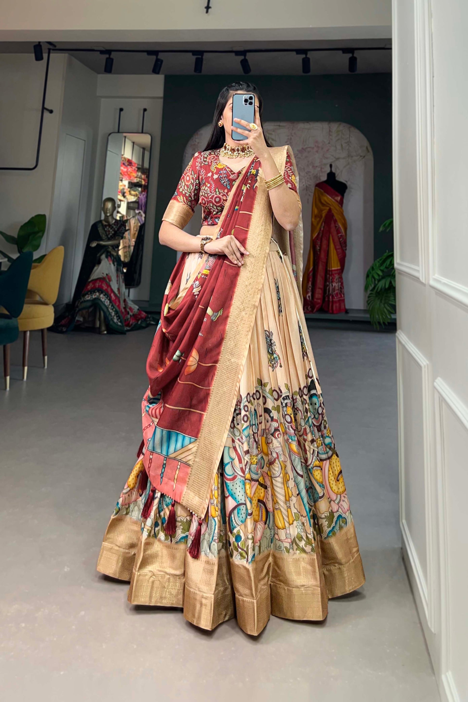 beige lehenga,plus size available,Comfort Fit,Premium Fabric,Express Delivery.