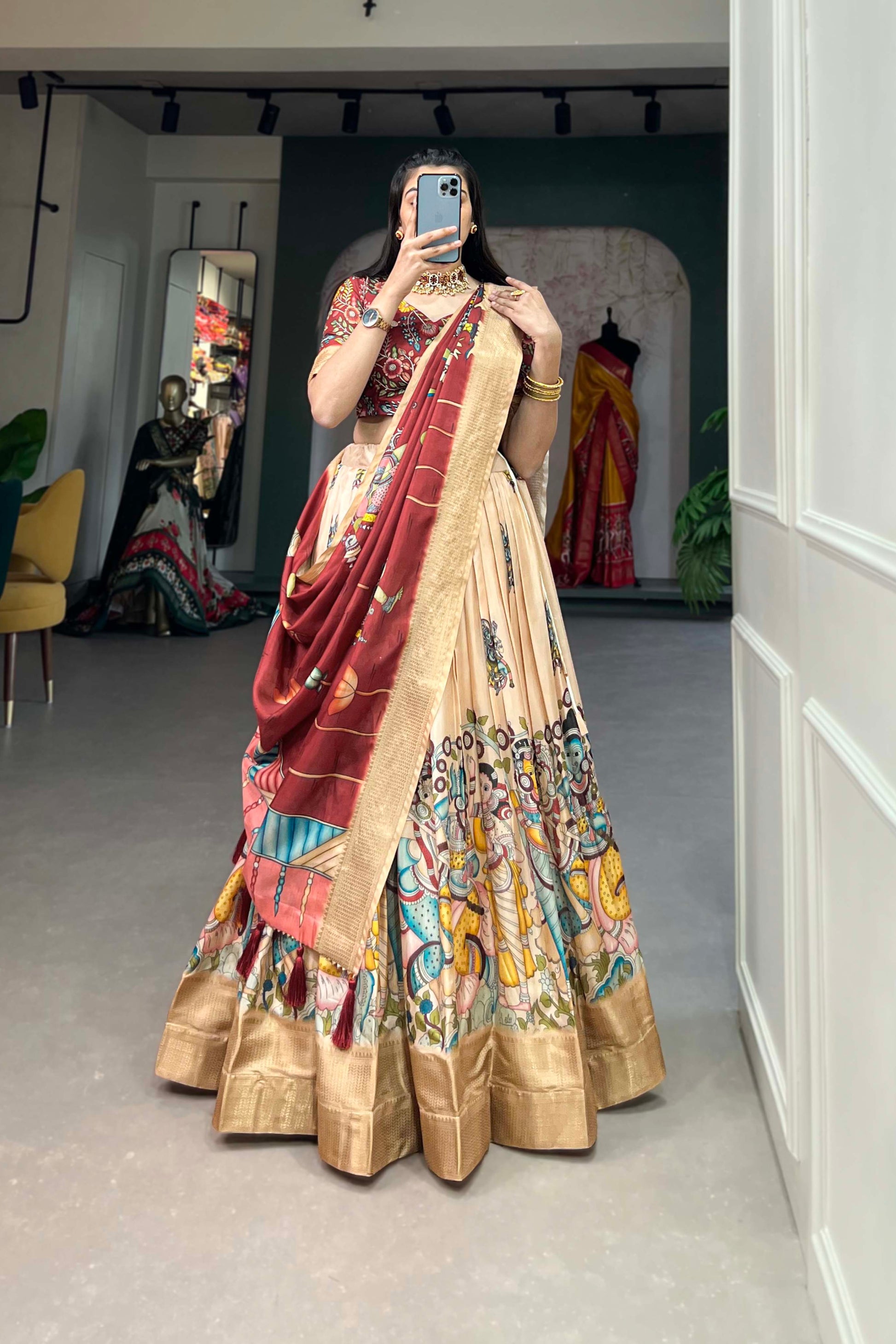 beige lehenga,plus size available,Comfort Fit,Premium Fabric,Express Delivery.