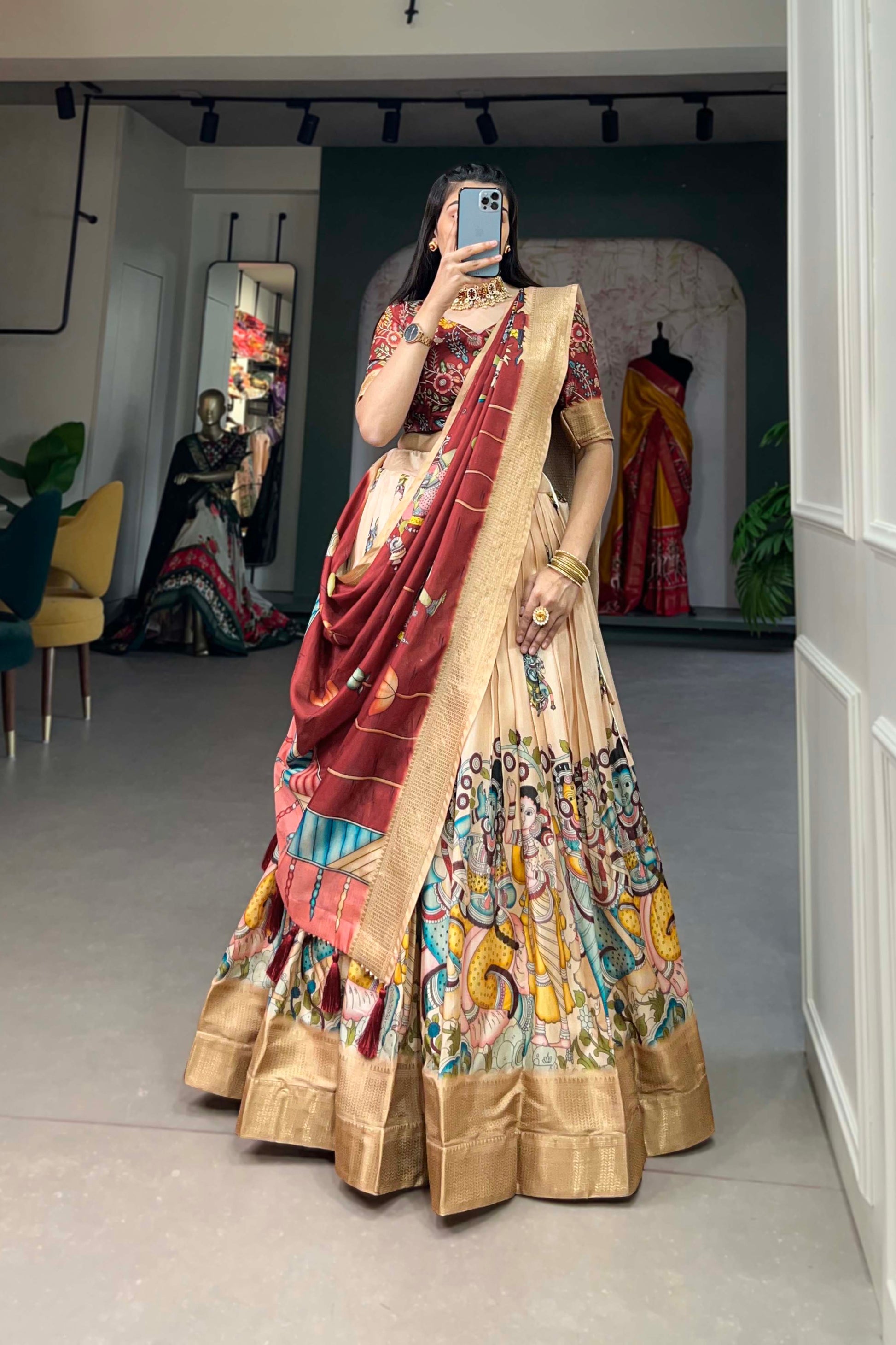 beige lehenga,plus size available,Comfort Fit,Premium Fabric,Express Delivery.