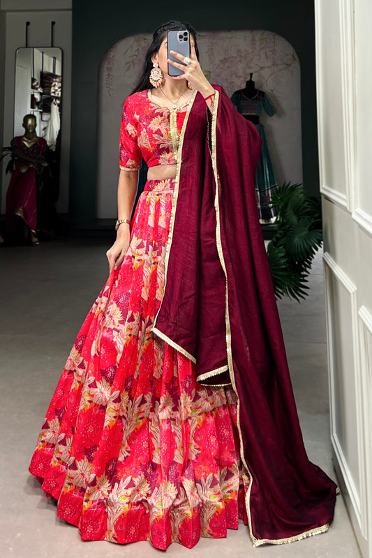 red lehenga,plus size available,Comfort Fit,Premium Fabric,Express Delivery.