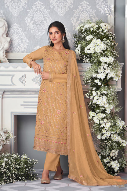 Light Brown Pastel Salwar Kameez For Wedding Reception Collection
