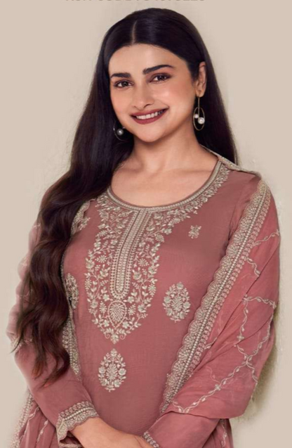 Pink Organza Pakistani Wedding Salwar Kameez with Embroidery by Seyuri