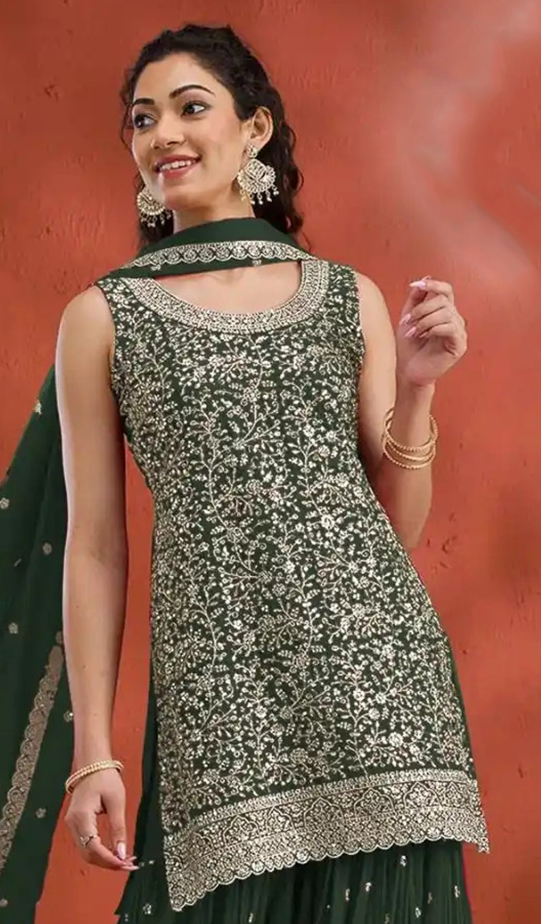 Pakistani Bridal Palazzo Suit With Heavy Embroidery Work - Ready To Wear Indian Outfit