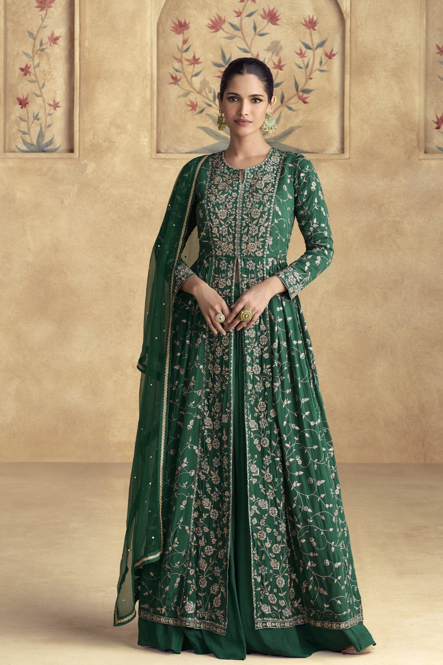 Heavy Embroidery Worked Women's Wedding Party Wear Anarkali Suit