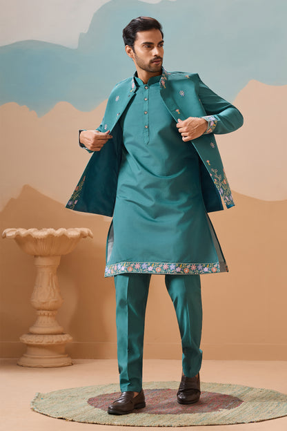 Elegant Viscose Silk Kurta Set For Men - Traditional Wedding Attire USA