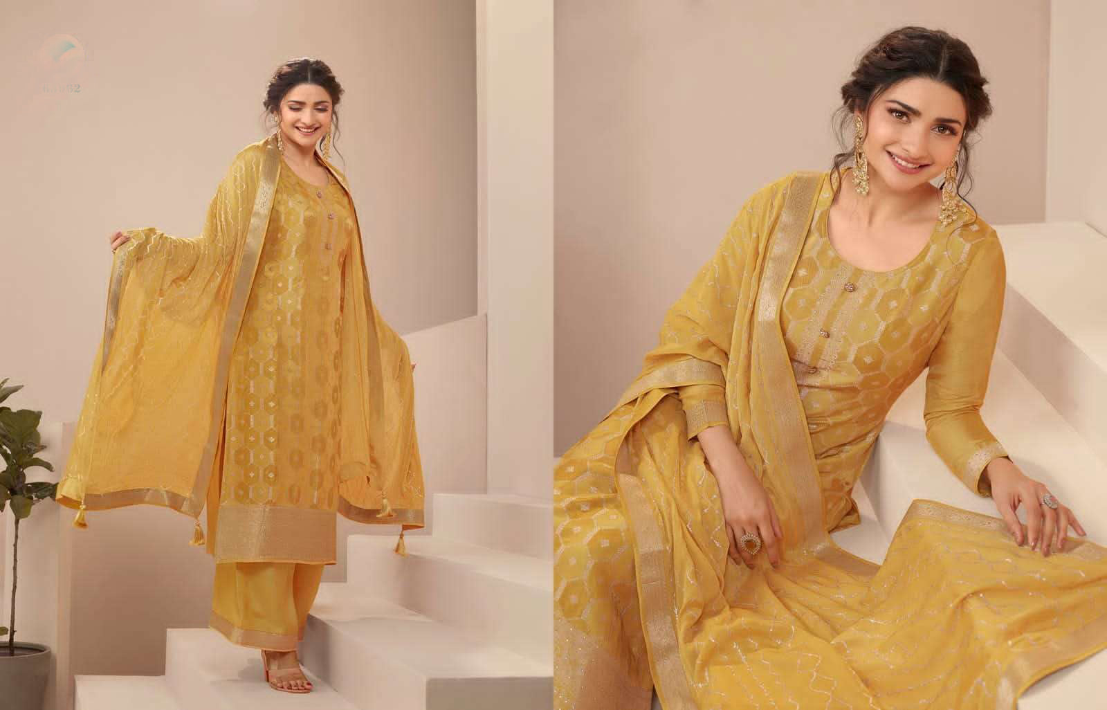 Golden Yellow Salwar Kameez Side Angle - Ready to Wear Ethnic Dress for Special Occasions