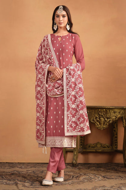 Peach Embroidered Salwar Kameez Full Front View - Ready to Wear Pakistani Suit For Wedding And Parties USA