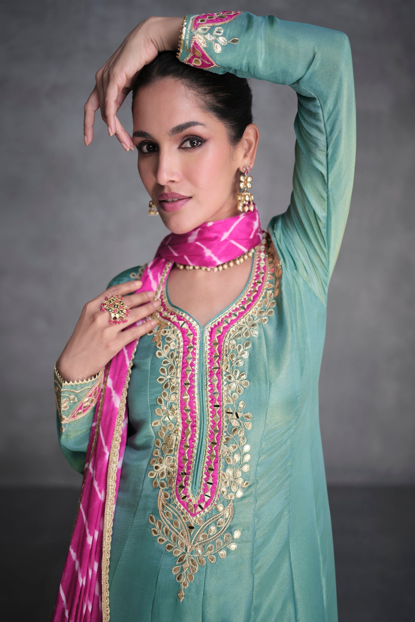 Sky Blue Roka Nikah Wear Readymade Salwar Kameez Dupatta Dress