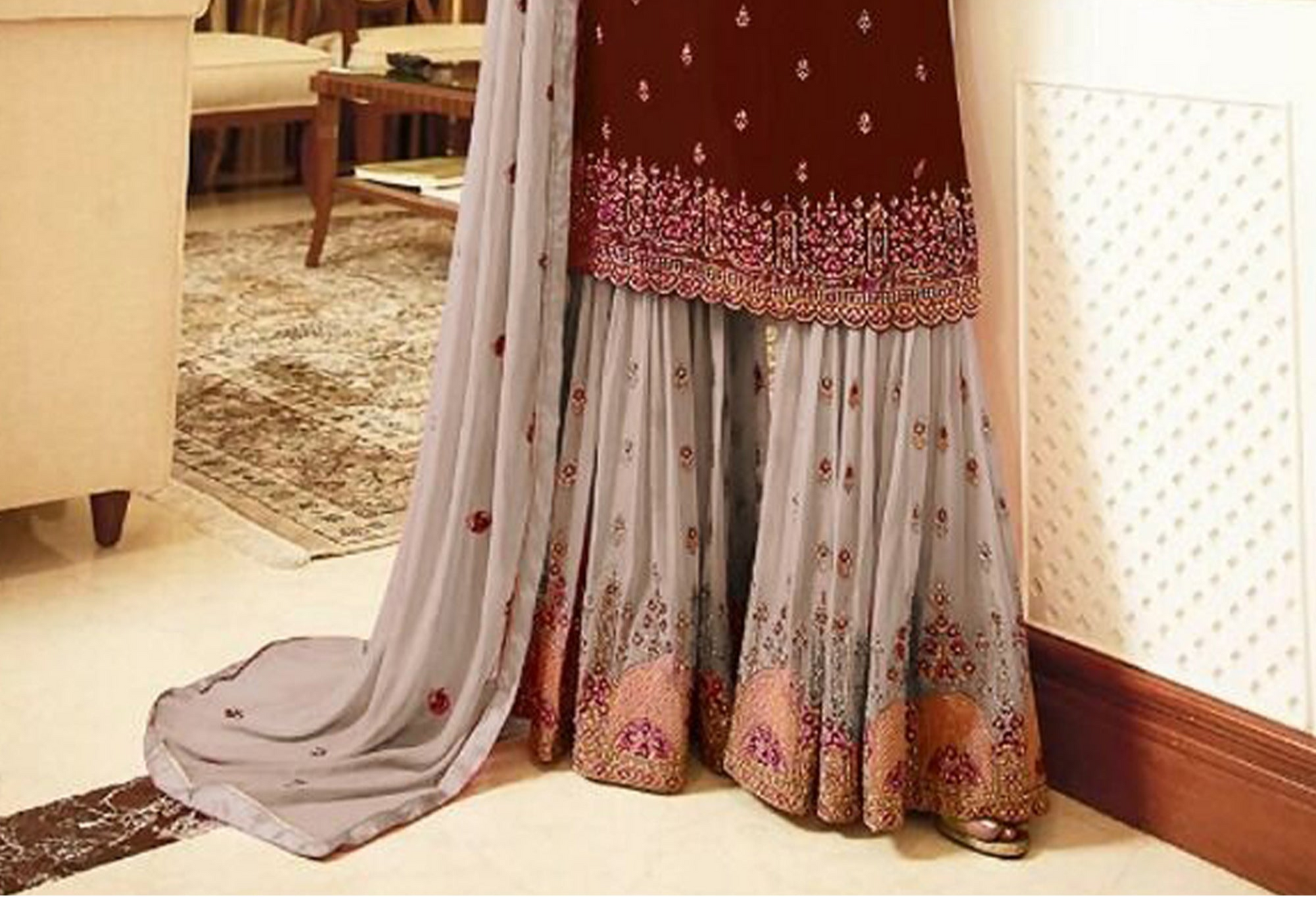 Embroidered Sharara Set For Festivals  Indian Bridal Wear Plus Size Available USA