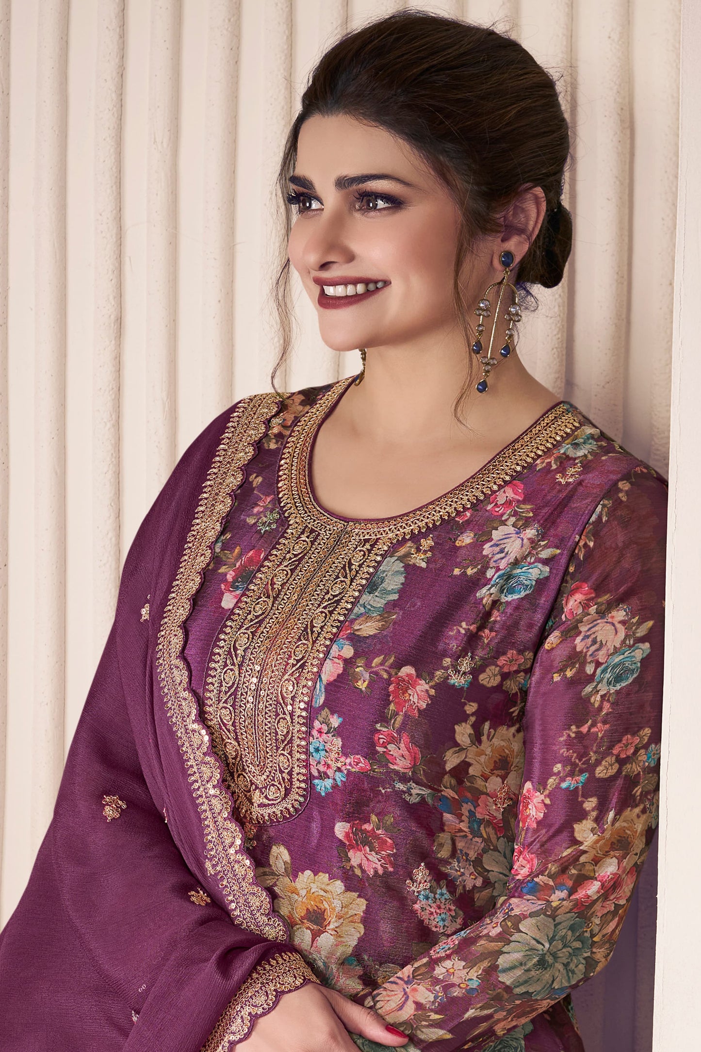 Full View Purple Salwar Kameez Outfit - Indian Ethnic Wear for Weddings Eid Diwali Celebrations
