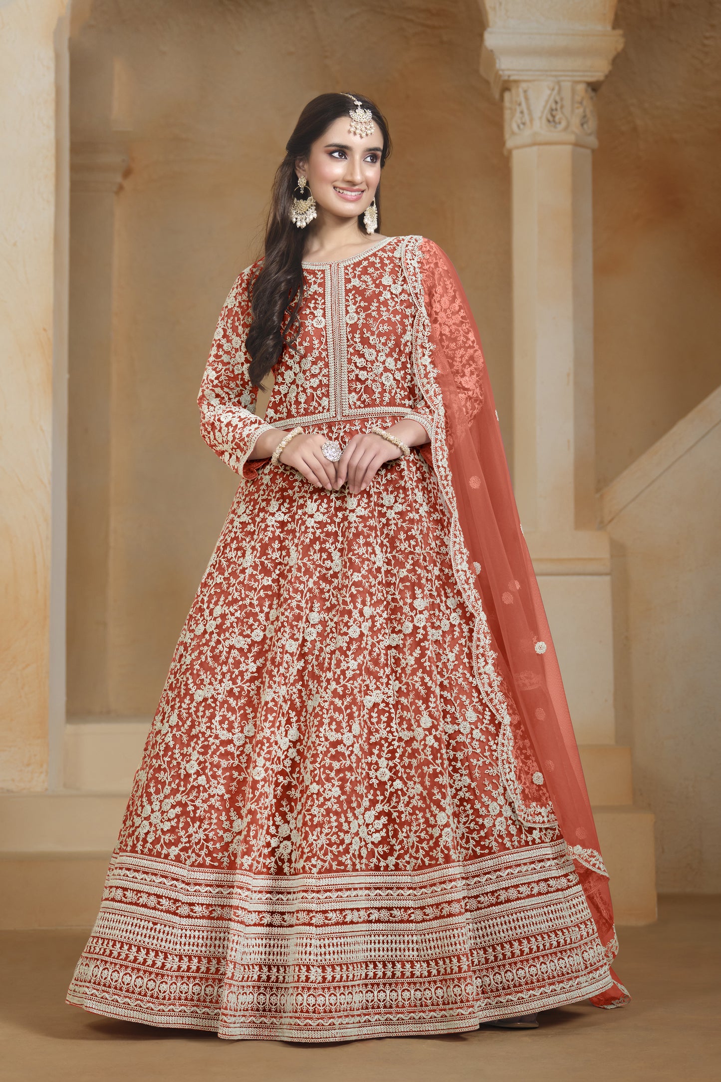 Wedding Function Party Wear Readymade Anarkali Dupataa Dress for UK