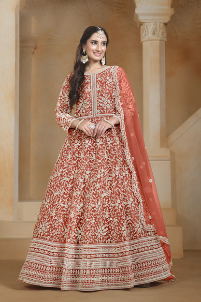 Wedding Function Party Wear Readymade Anarkali Dupataa Dress for UK