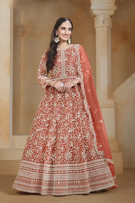Wedding Function Party Wear Readymade Anarkali Dupataa Dress for UK