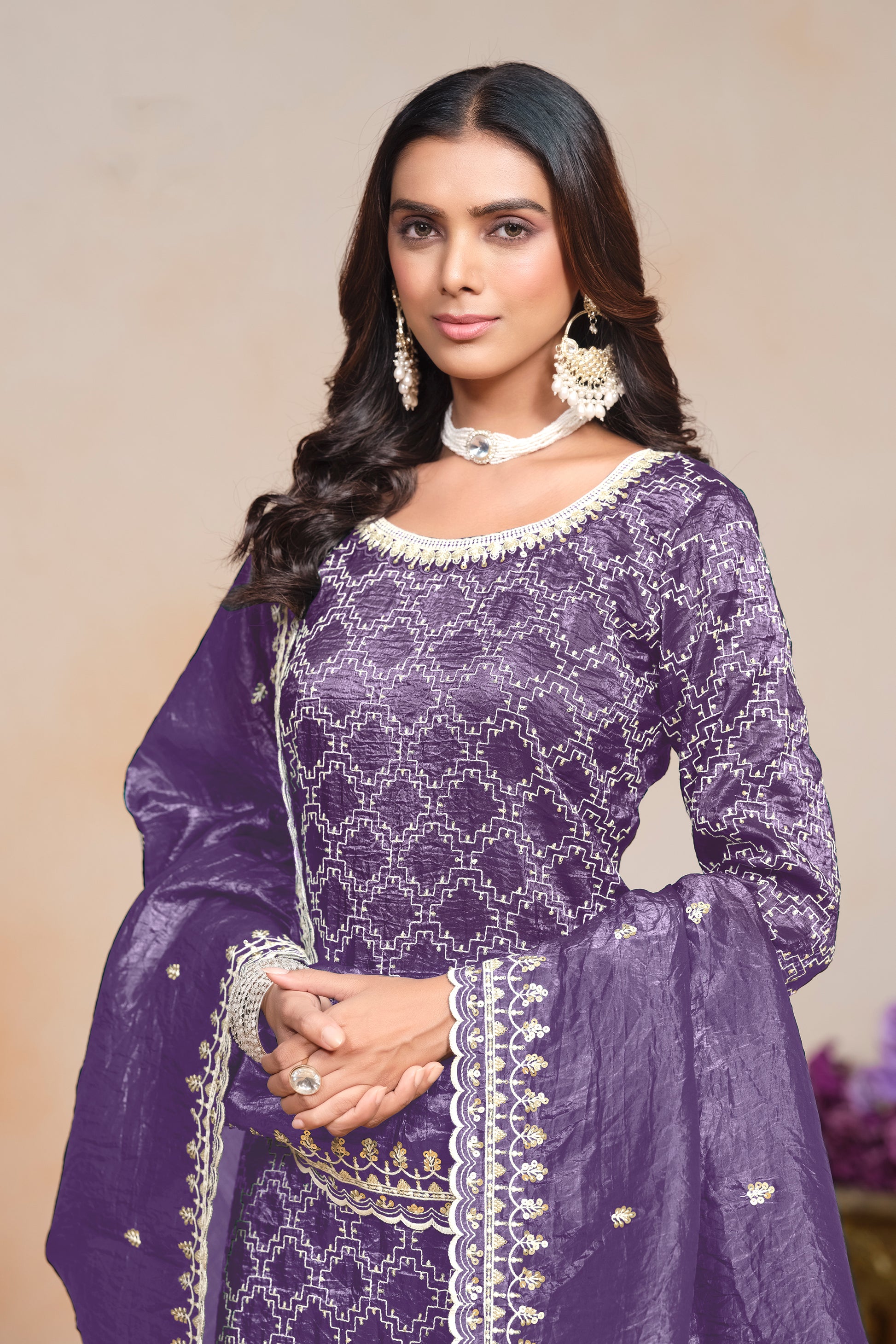 Indian Traditional Designer Women's Wear Salwar Kameez Palazzo Suit
