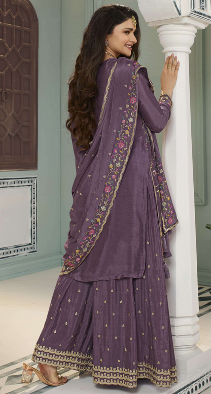 Traditional Indian Festival Plazzo Suit - Chinon Silk Ethnic Wear Australia