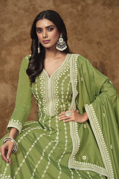 Designer Silk Anarkali Suit With Dupatta For Special Occasions