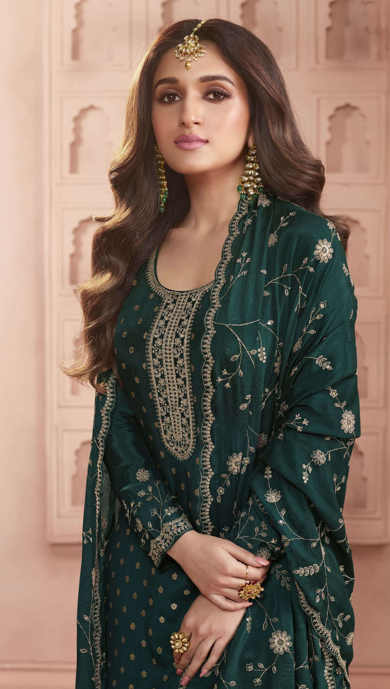 Designer Green Embroidered Salwar Kameez Ready-To-Wear Ethnic Suits