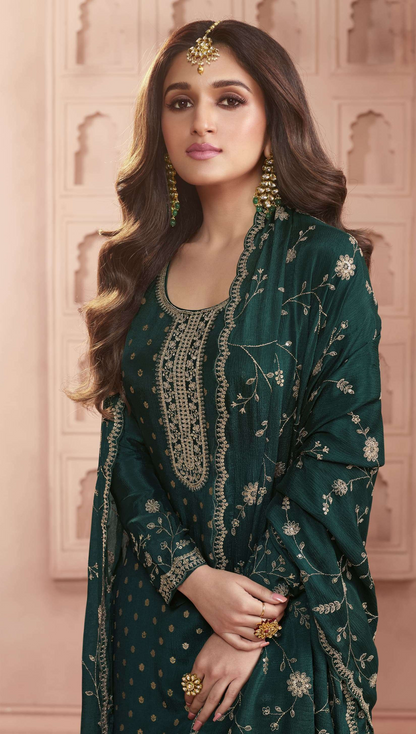 Designer Green Embroidered Salwar Kameez Ready-To-Wear Ethnic Suits