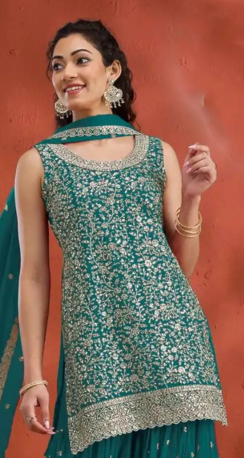 Luxury Embroidered Palazzo Suit - Indian Wedding Wear - Heavy Embroidery Georgette Fabric