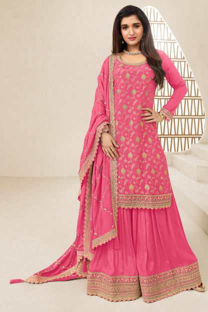 Dusky Pink Embroidered Salwar Kameez Palazzo Suit With Sequin Work For Eid And Weddings