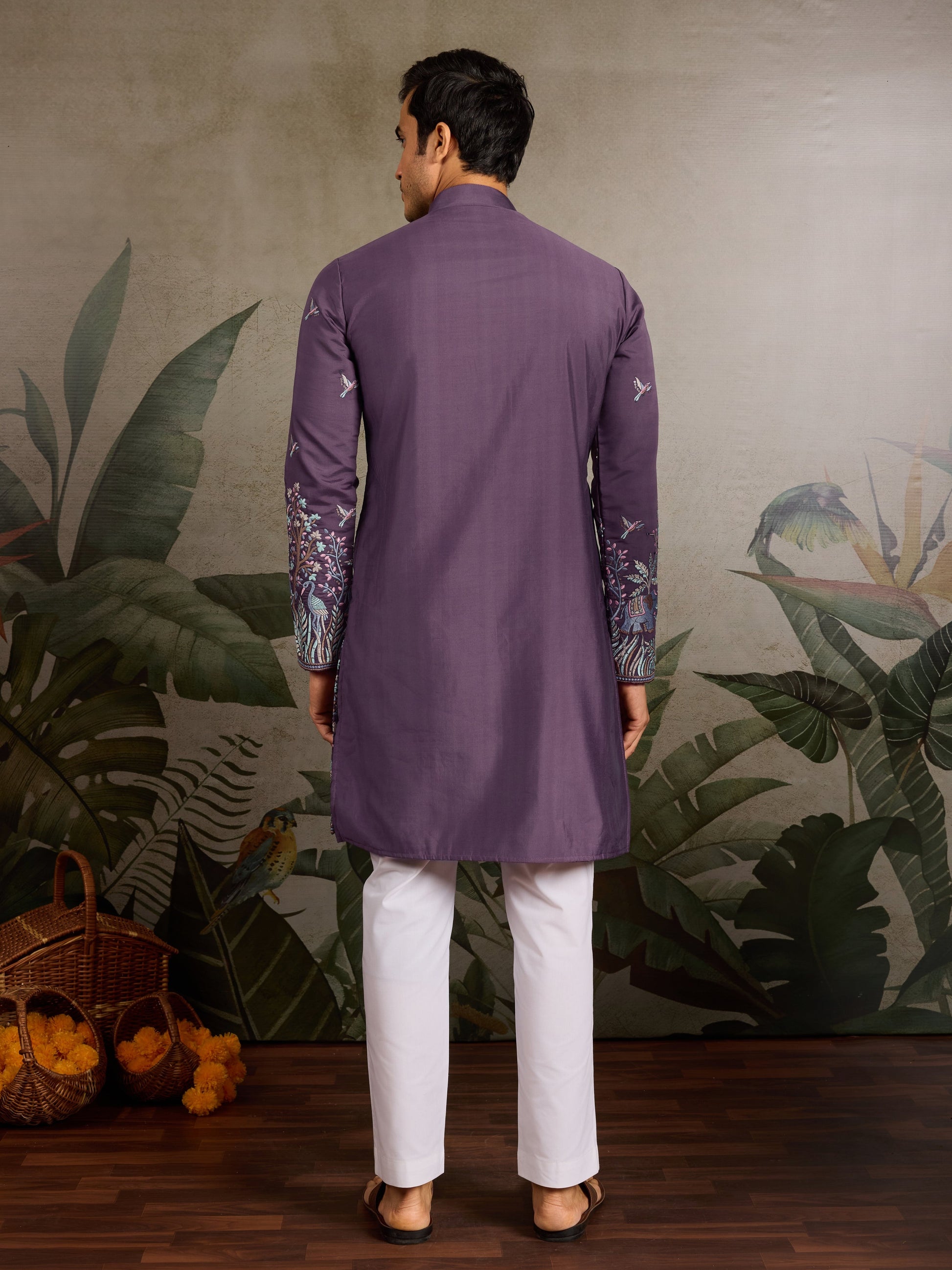 Royal Purple Kurta Set With Dupatta And Pant
