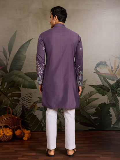 Royal Purple Kurta Set With Dupatta And Pant