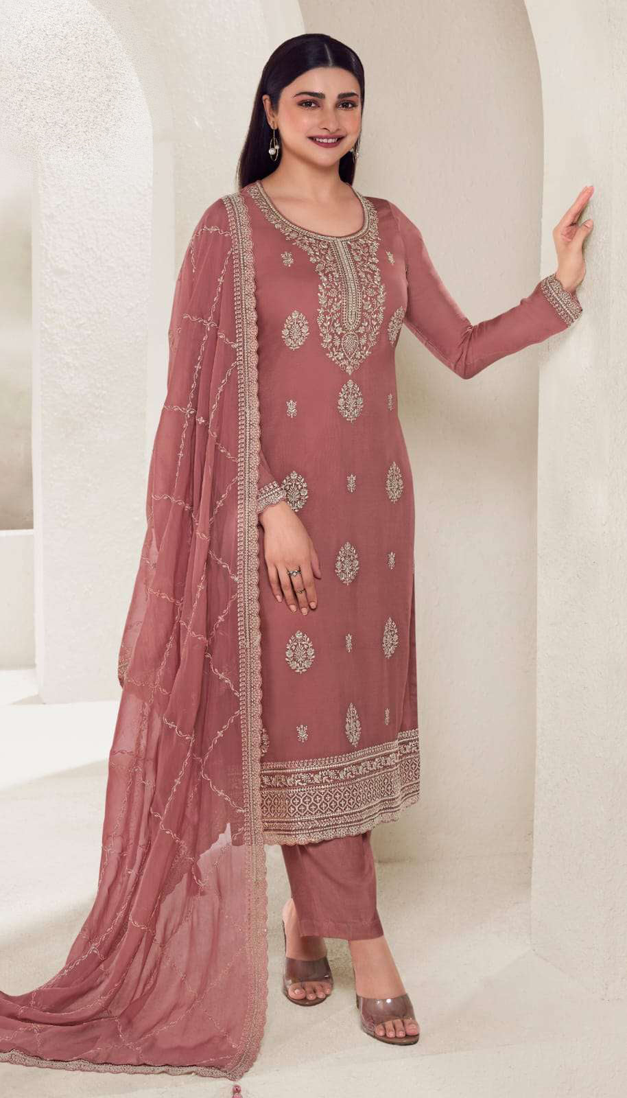 Embroidered Pink Organza Bridal Salwar Suit for Pakistani Wedding USA