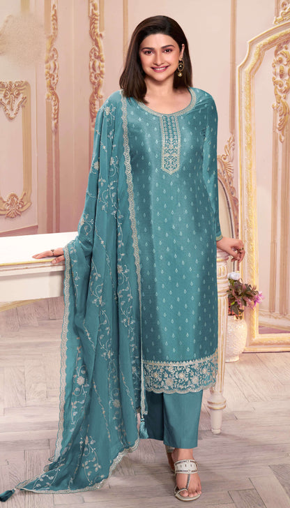 Complete Blue Salwar Suit Set With Embroidered Dupatta - Traditional Indian Ethnic Wear