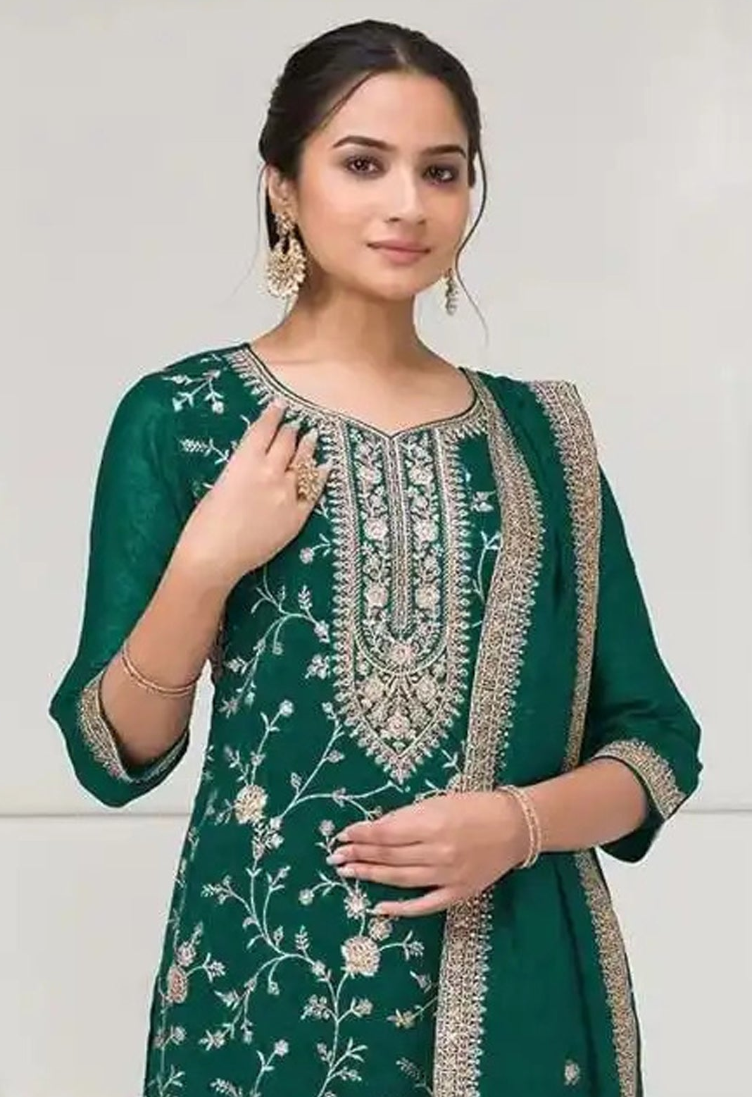 Embroidered Salwar Kameez Palazzo Dress Detail - Seyuri Ethnic Wear