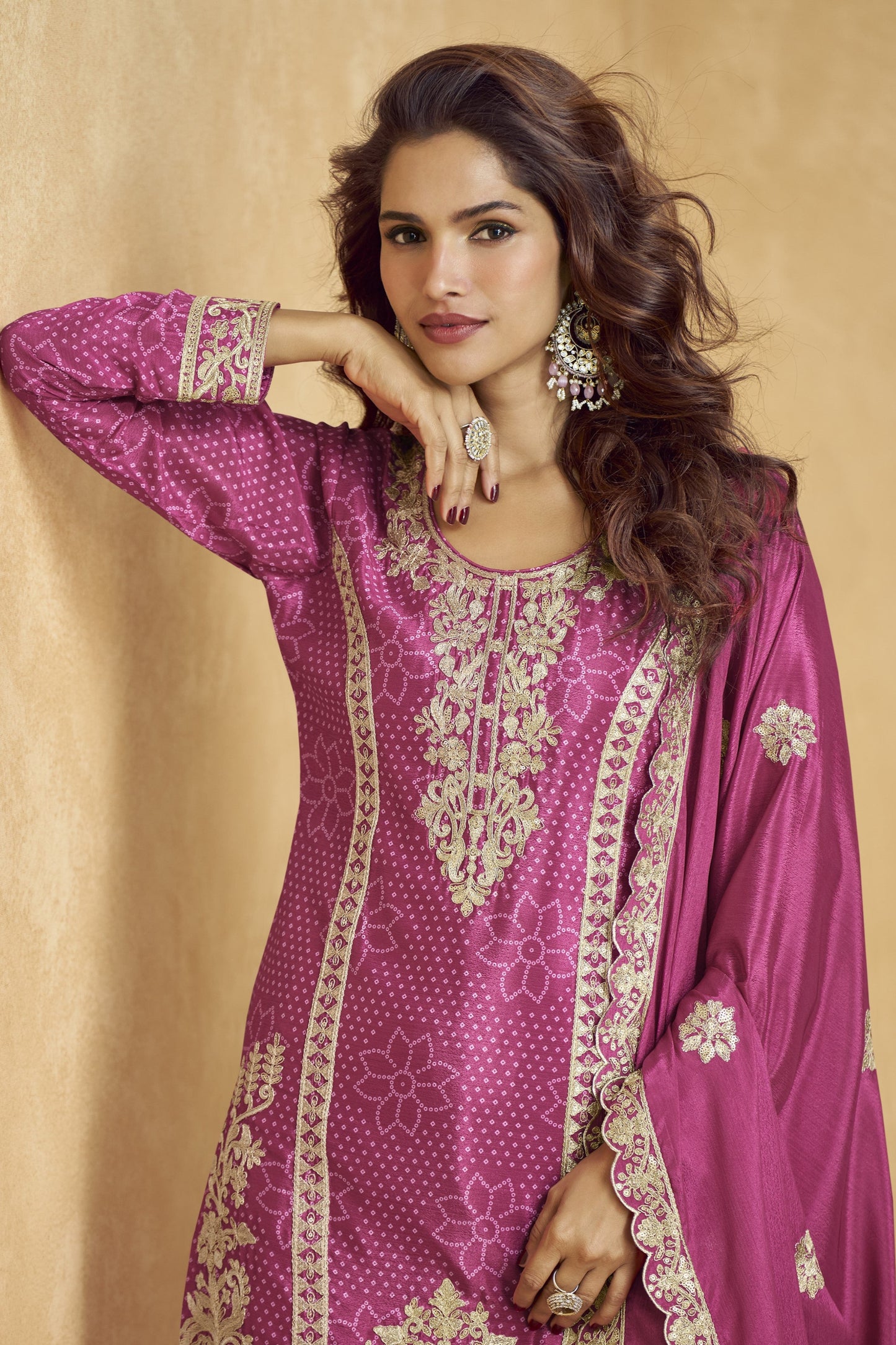 Pink palazzo set offers a graceful and feminine touch, making it ideal for daytime events, festive gatherings, or casual outings.
